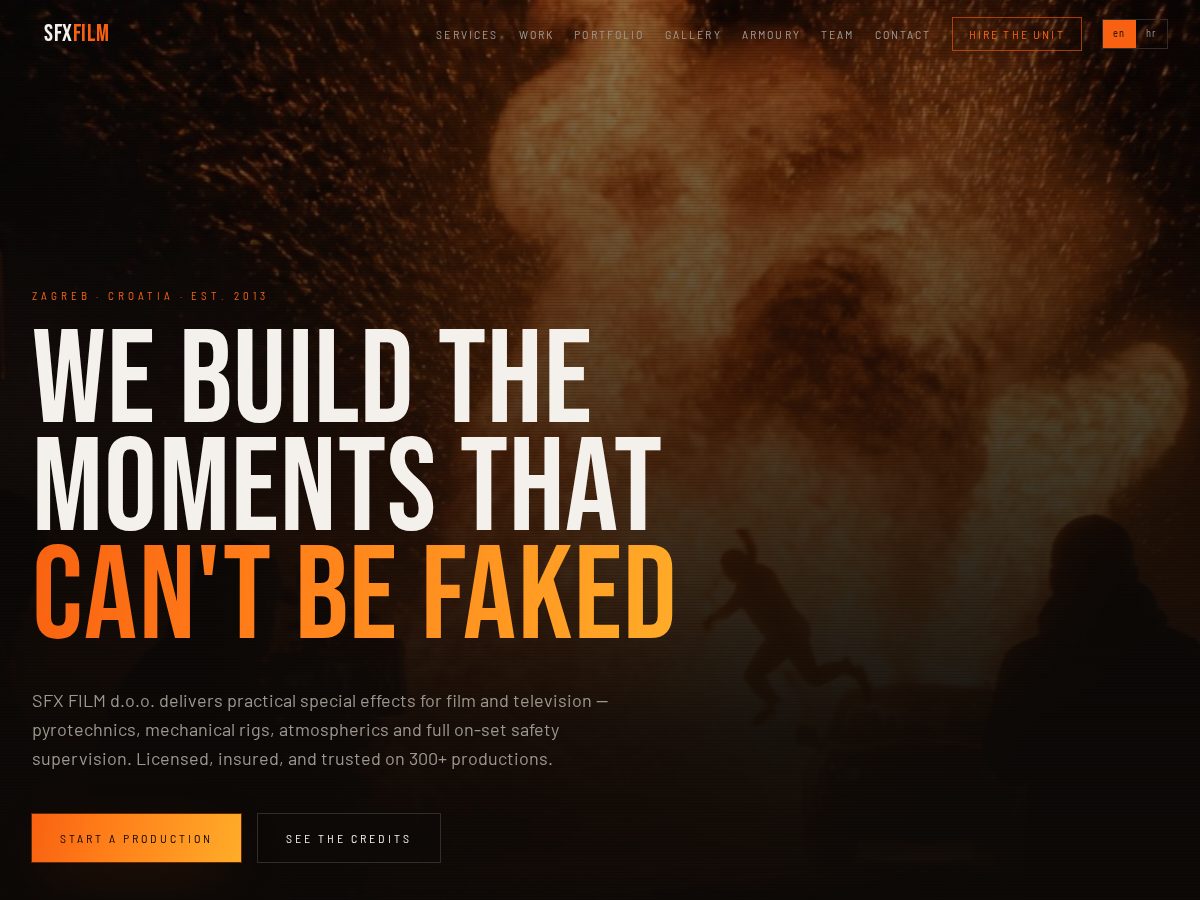 Landing-page snapshot of sfx-film.com