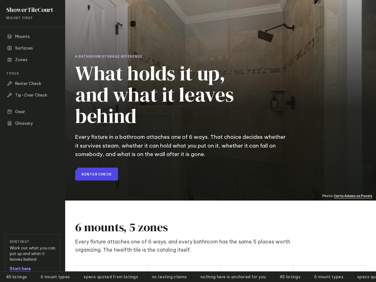 Landing-page snapshot of showertilecourt.com