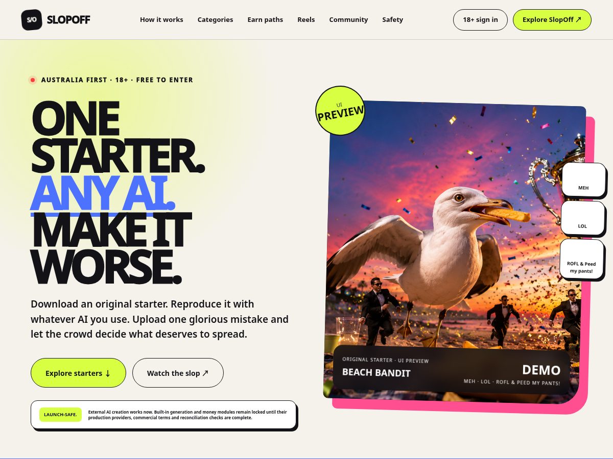 Landing-page snapshot of slopoff.app
