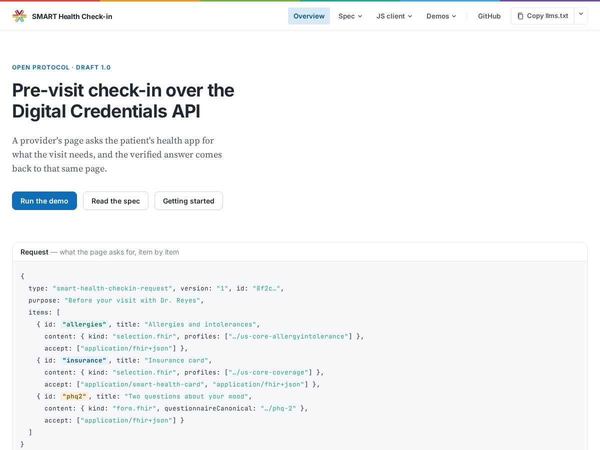 Landing-page snapshot of smart-health-checkin.org