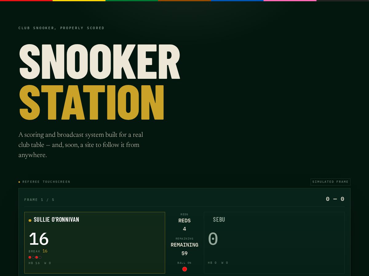 Landing-page snapshot of snookerstation.com