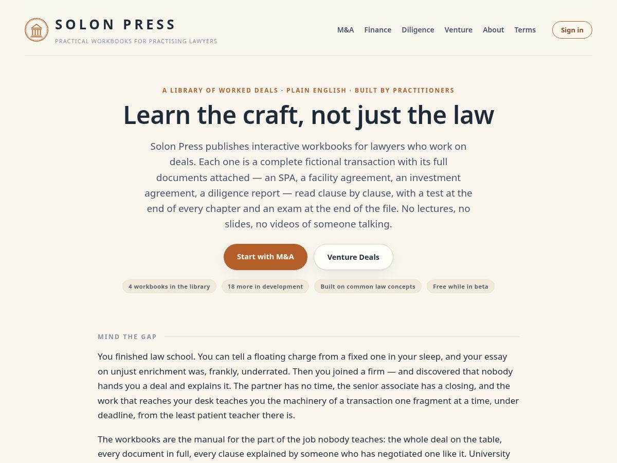 Landing-page snapshot of solonpress.com