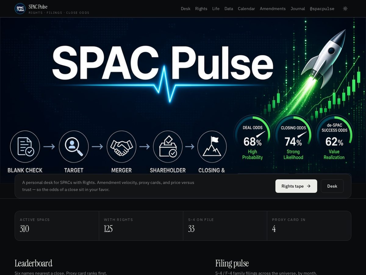 Landing-page snapshot of spacpulse.com