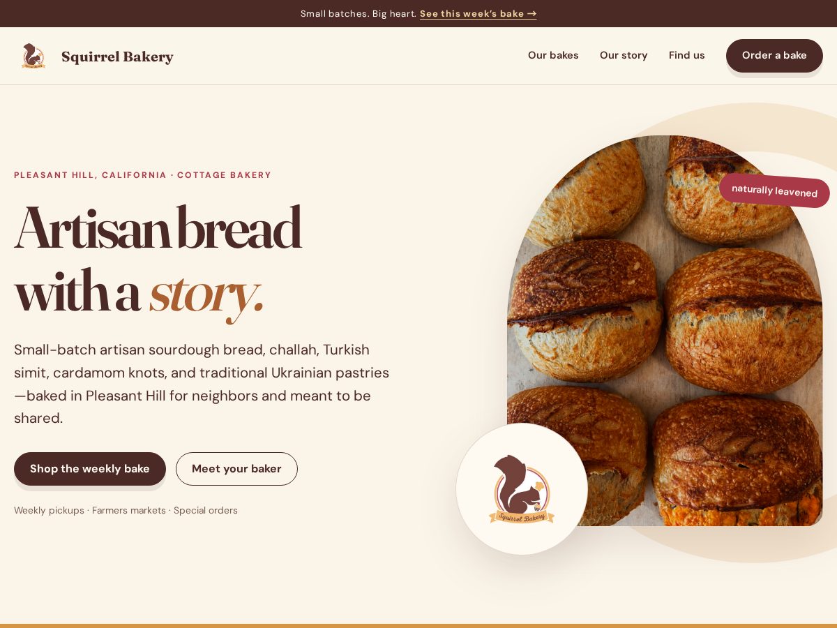 Landing-page snapshot of squirrelbakery.net