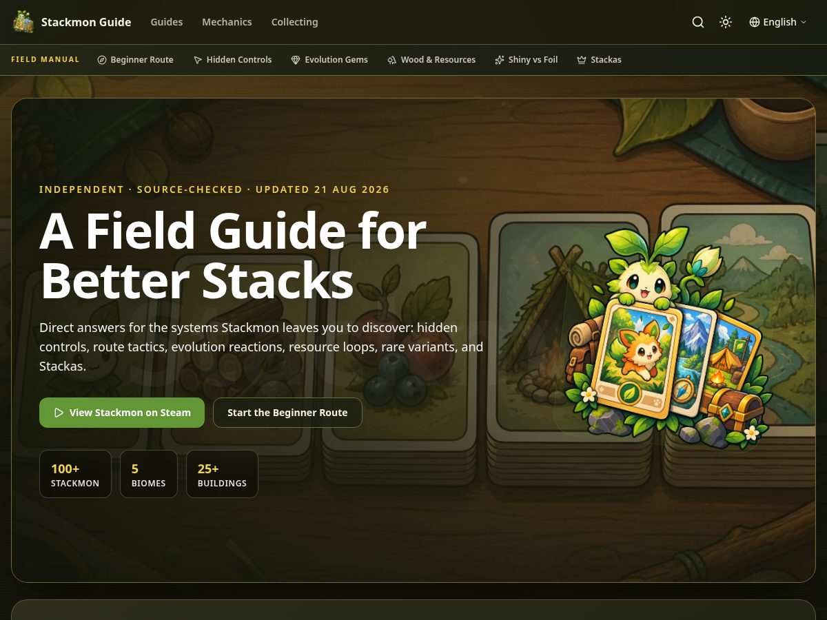 Landing-page snapshot of stackmonguide.wiki