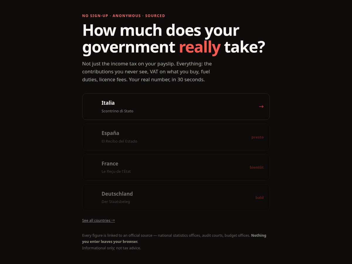 Landing-page snapshot of statereceipt.com