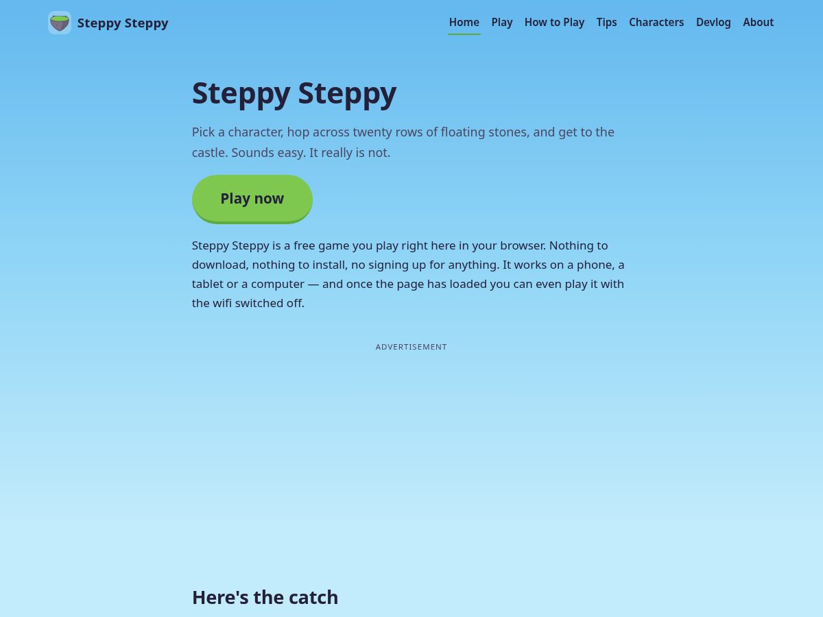 Landing-page snapshot of steppysteppy.com