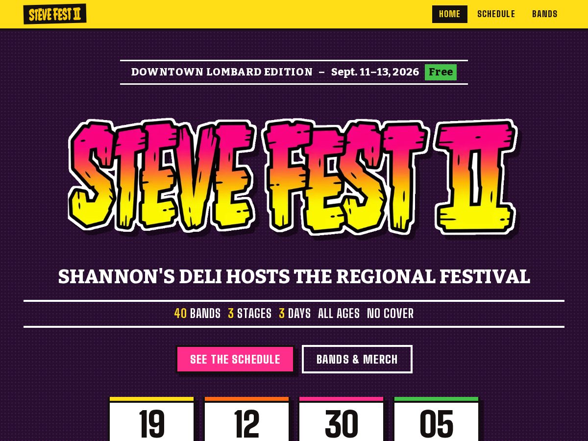 Landing-page snapshot of stevefest.com