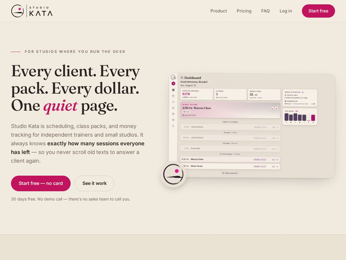 Landing-page snapshot of studiokata.com