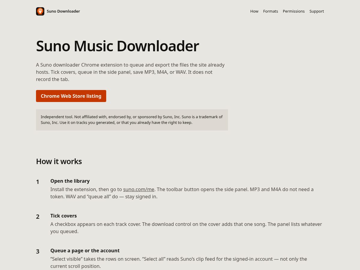 Landing-page snapshot of sunotoolkit.app