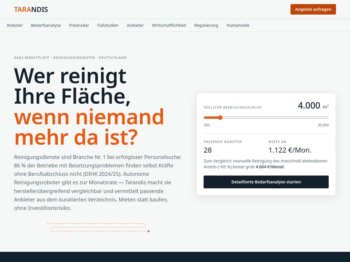 Landing-page snapshot of tarandis.com