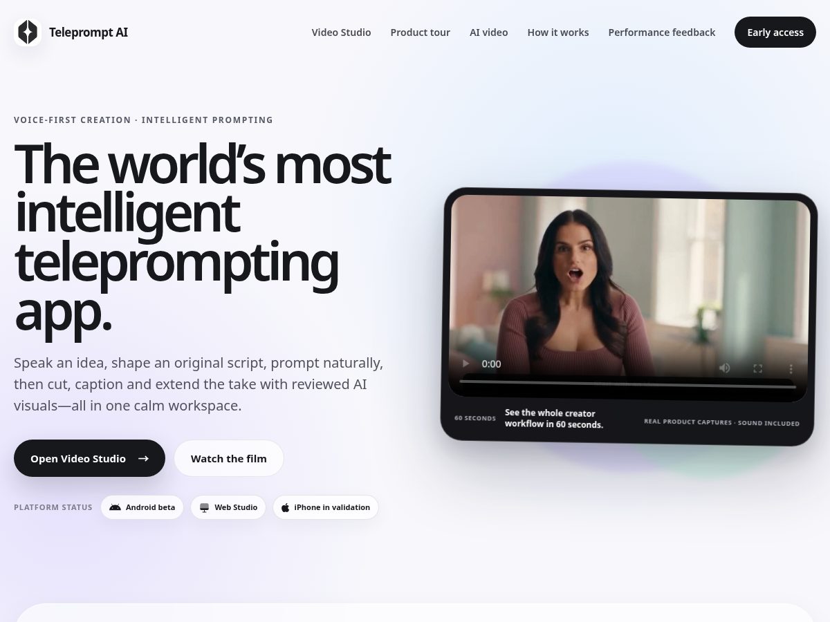 Landing-page snapshot of telepromptai.app