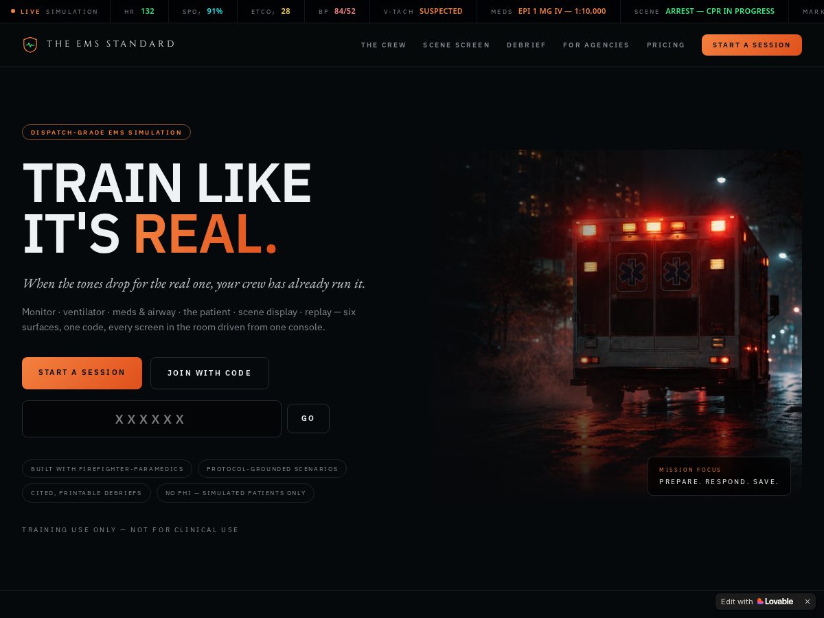 Landing-page snapshot of theemsstandard.com