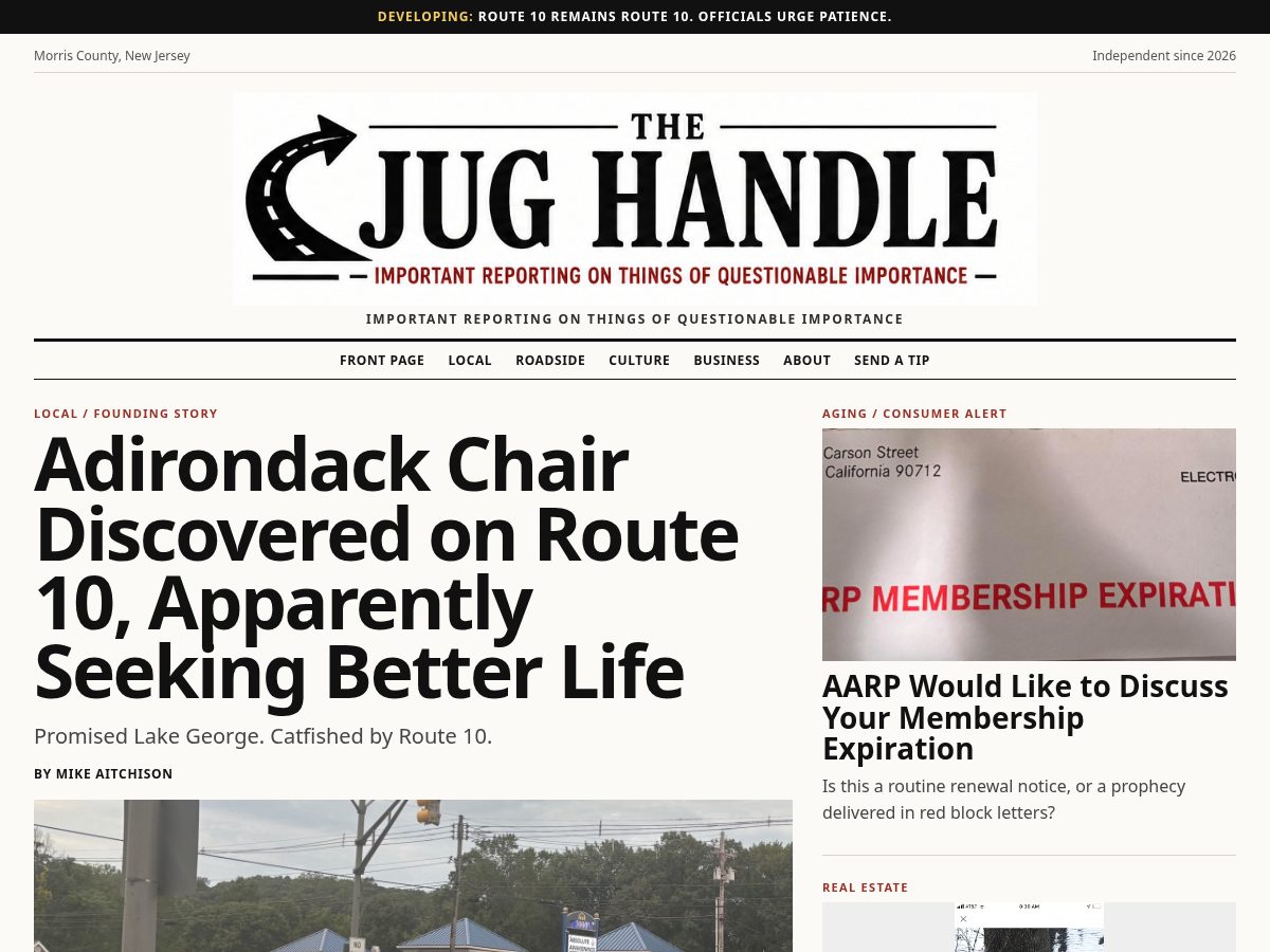 Landing-page snapshot of thejughandle.com