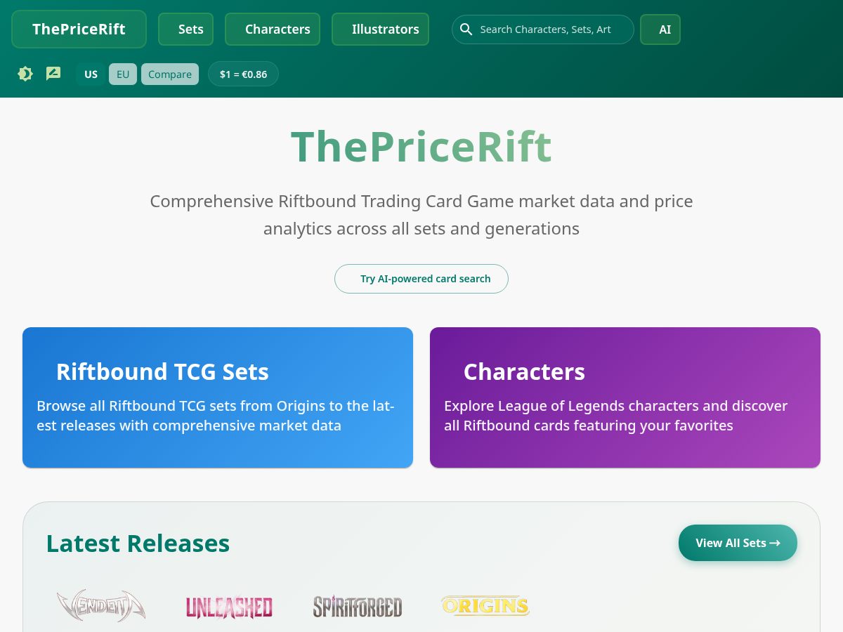 Landing-page snapshot of thepricerift.com