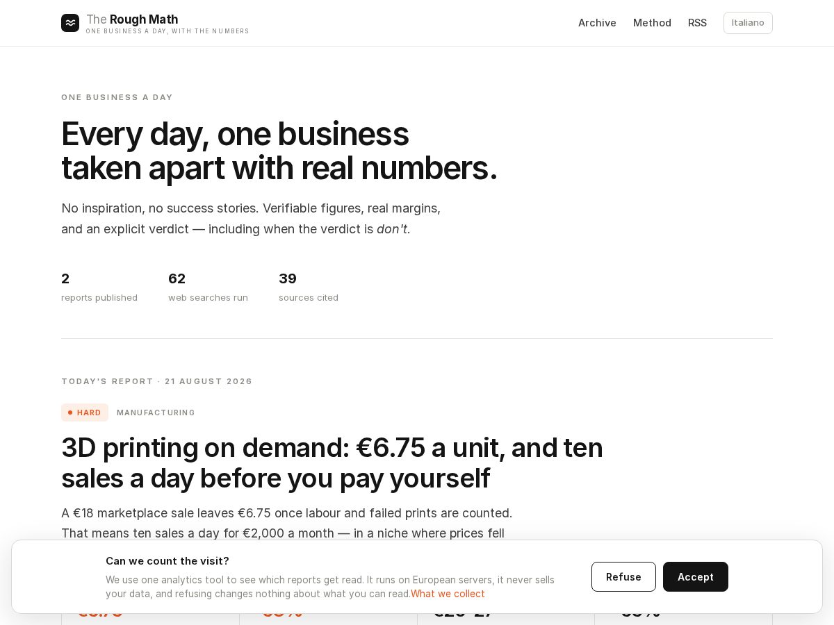 Landing-page snapshot of theroughmath.com
