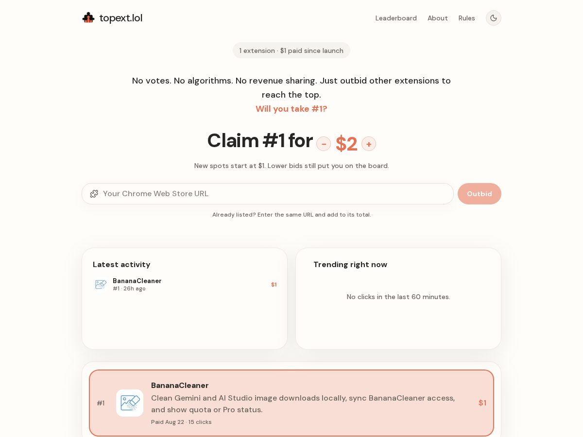 Landing-page snapshot of topext.lol