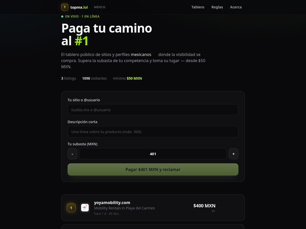 Landing-page snapshot of topmx.lol