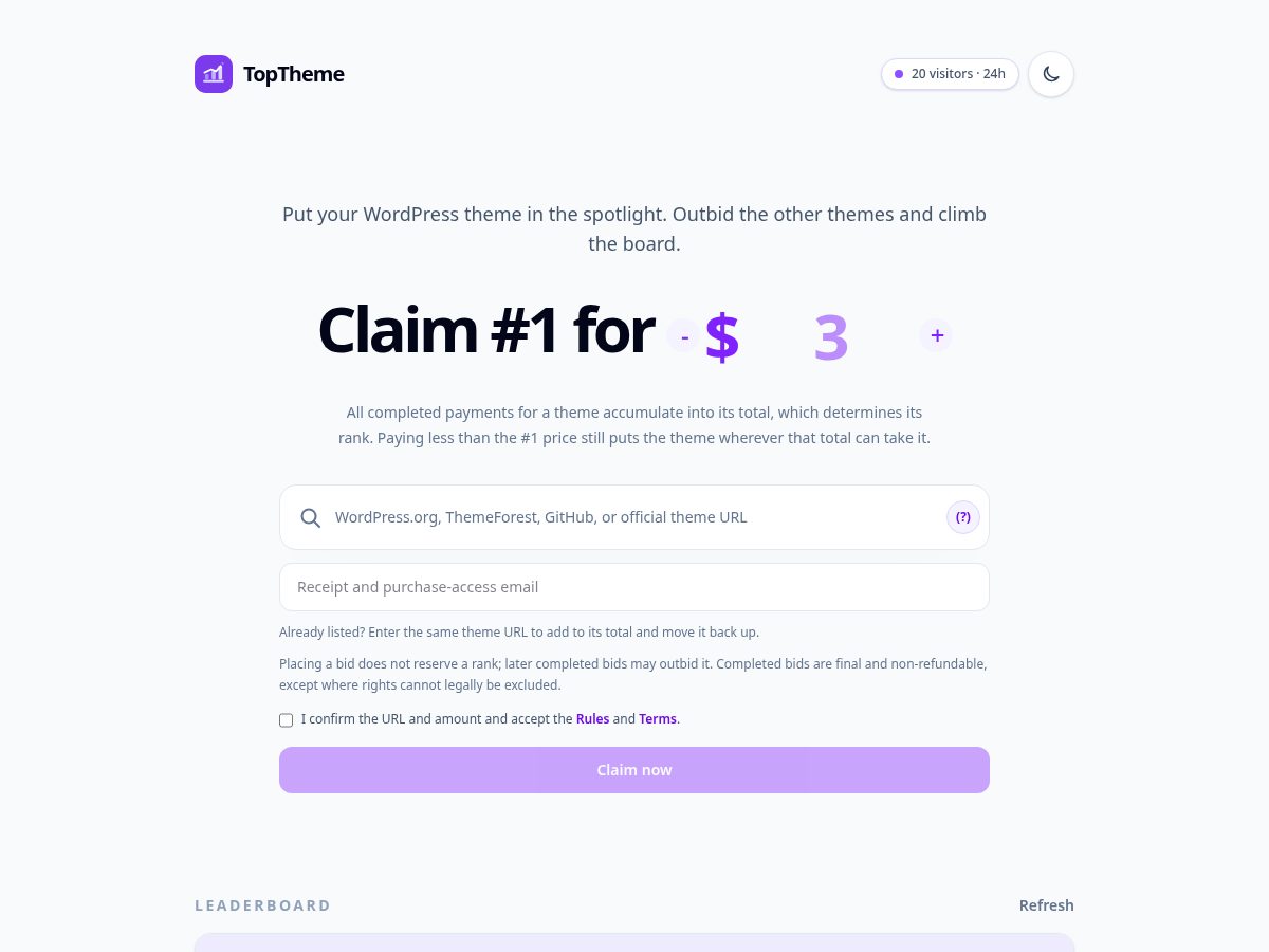 Landing-page snapshot of toptheme.lol