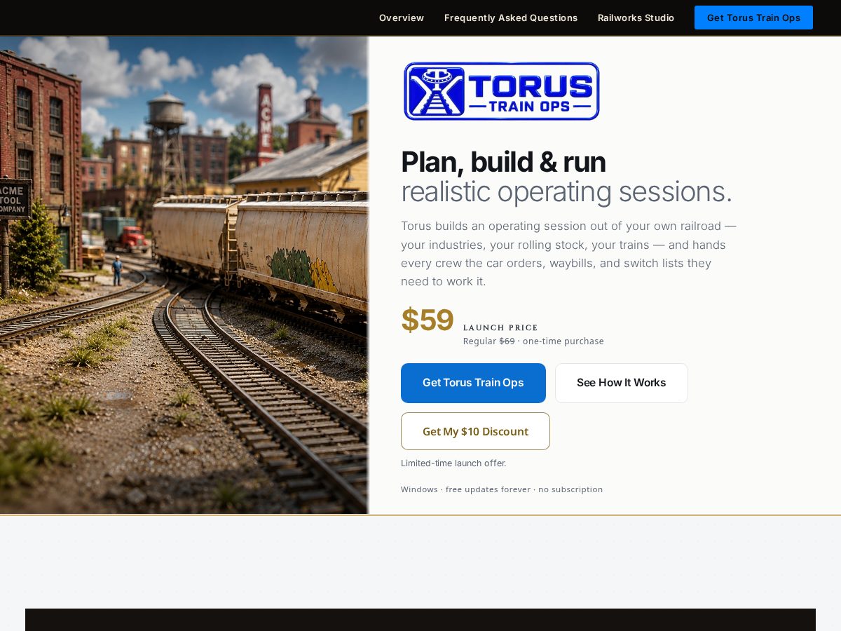Landing-page snapshot of torustrainops.com