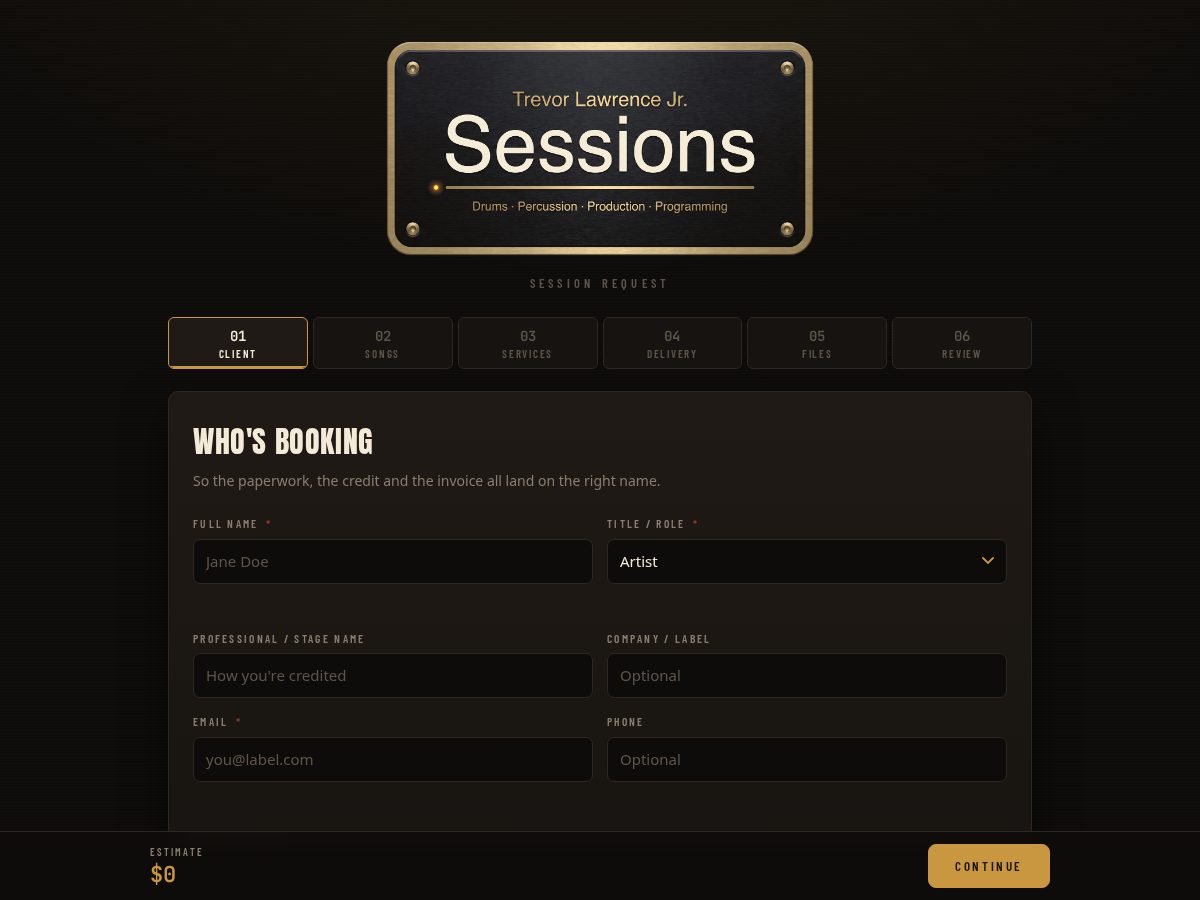 Landing-page snapshot of trevsessions.com