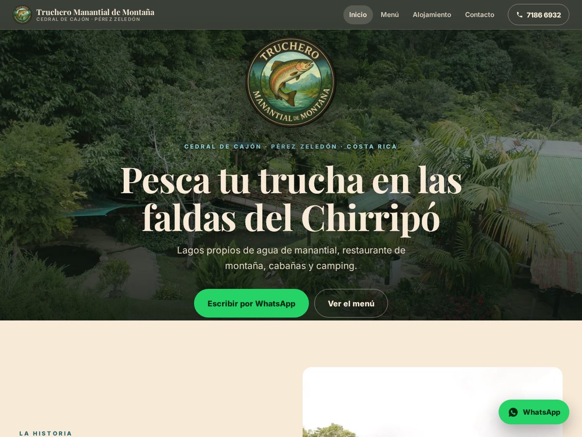 Landing-page snapshot of trucheromanantialdemontana.com