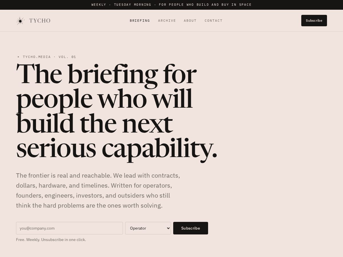 Landing-page snapshot of tycho.media