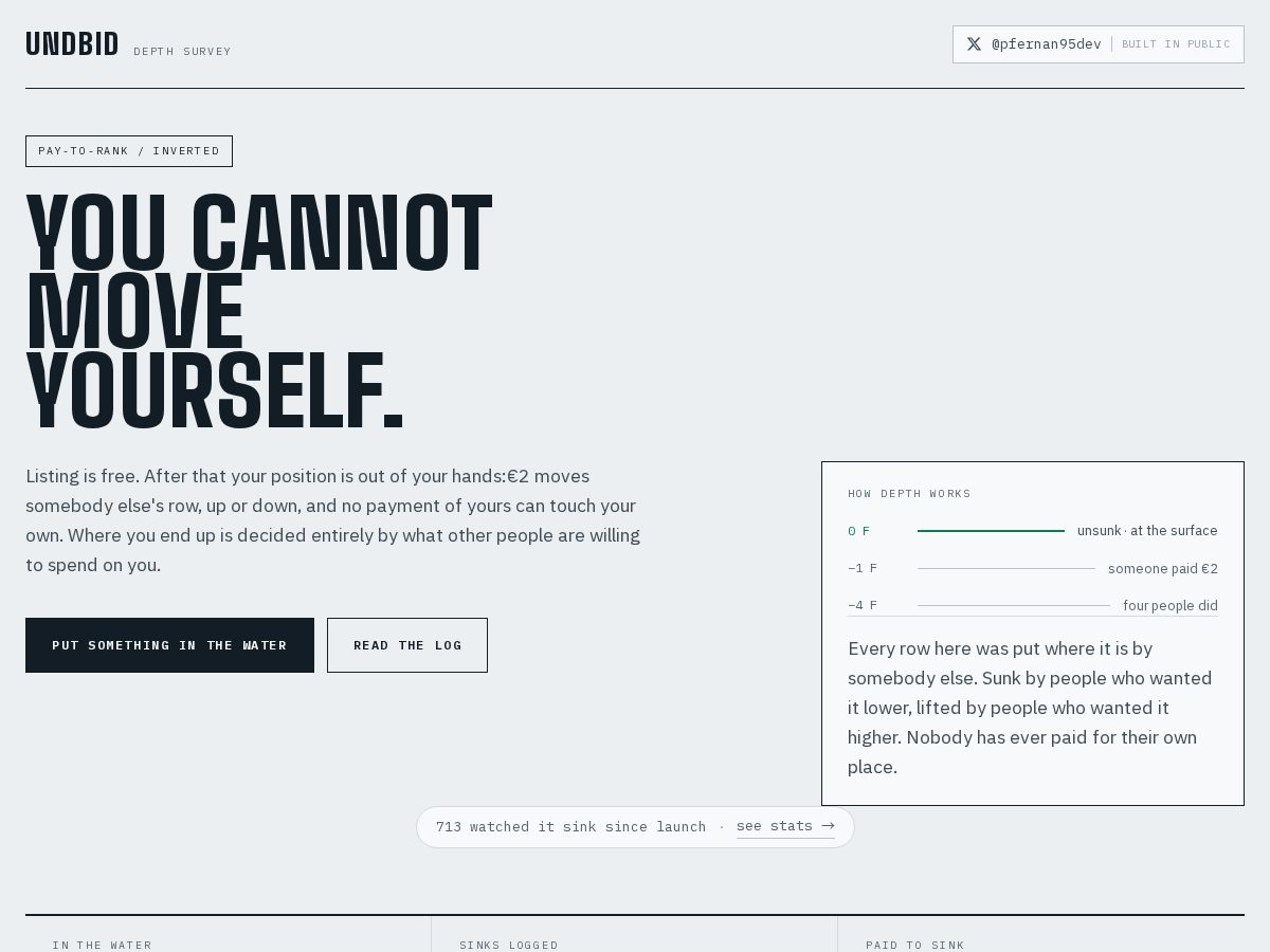 Landing-page snapshot of undbid.com