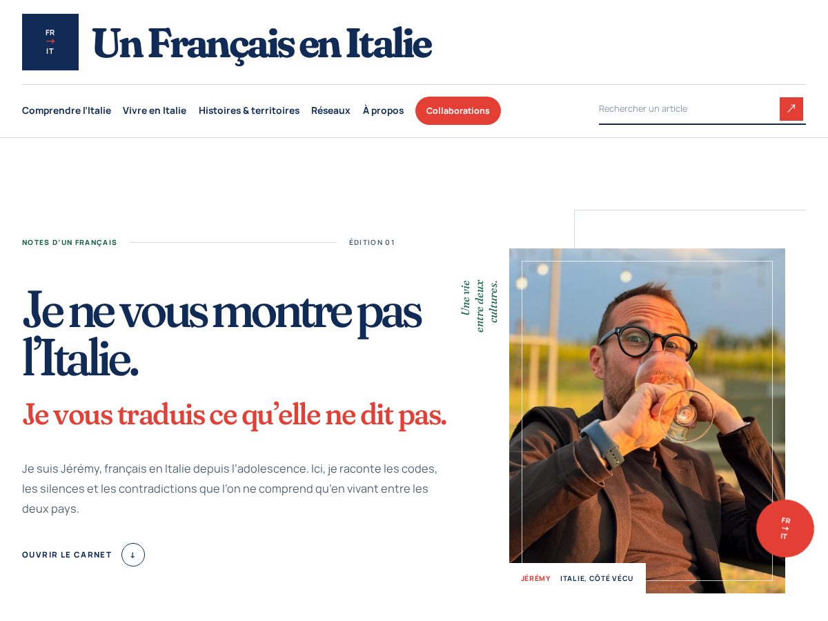 Landing-page snapshot of unfrancaisenitalie.com