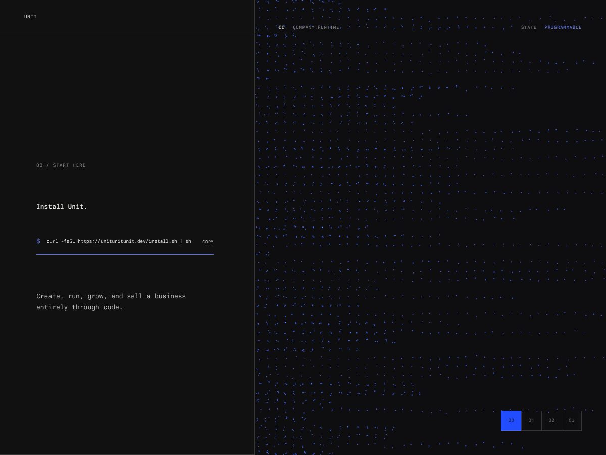 Landing-page snapshot of unitunitunit.dev