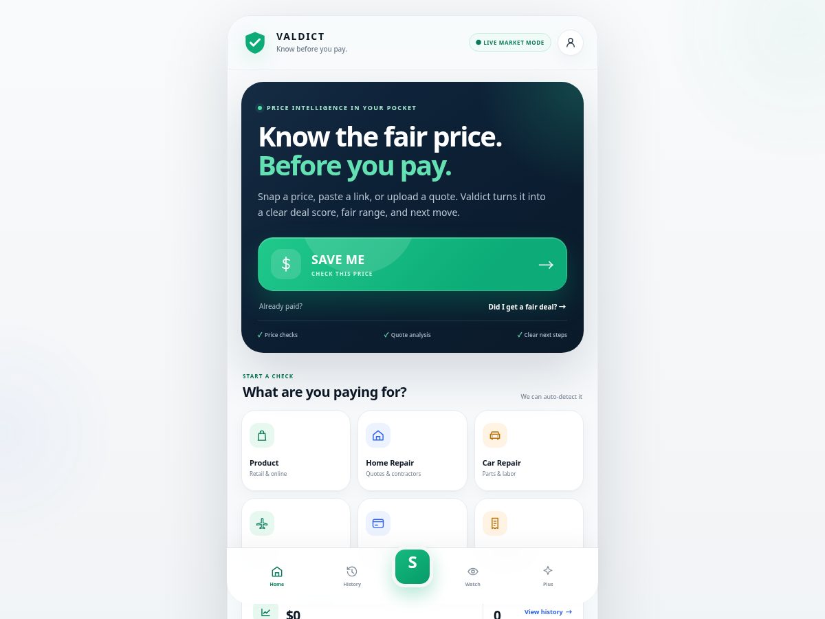 Landing-page snapshot of valdict.com