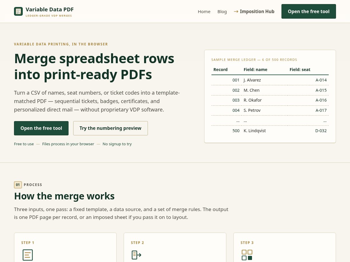 Landing-page snapshot of variabledatapdf.com