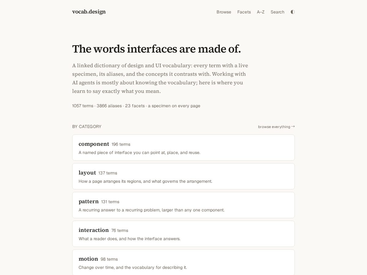 Landing-page snapshot of vocab.design