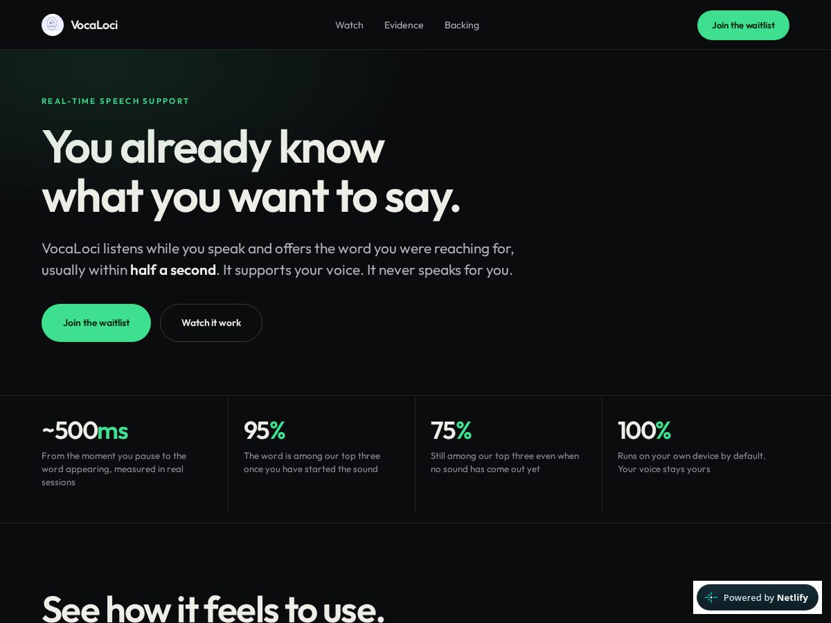 Landing-page snapshot of vocaloci.com