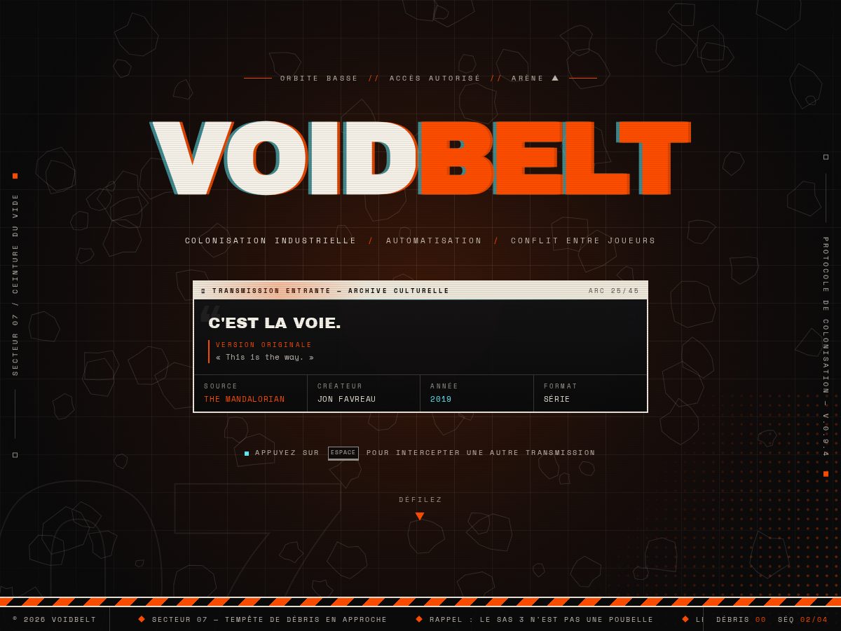 Landing-page snapshot of voidbelt.com