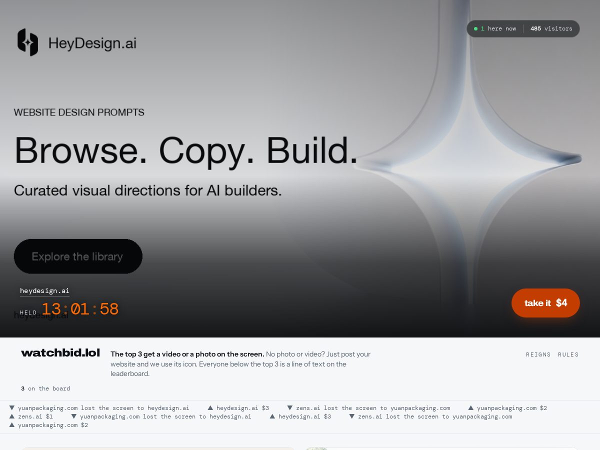 Landing-page snapshot of watchbid.lol