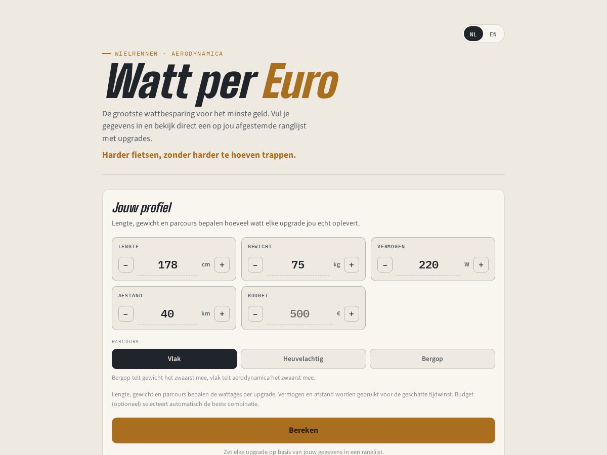 Landing-page snapshot of wattpereuro.com