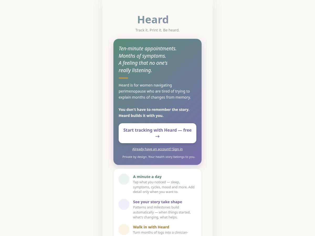 Landing-page snapshot of withheard.com