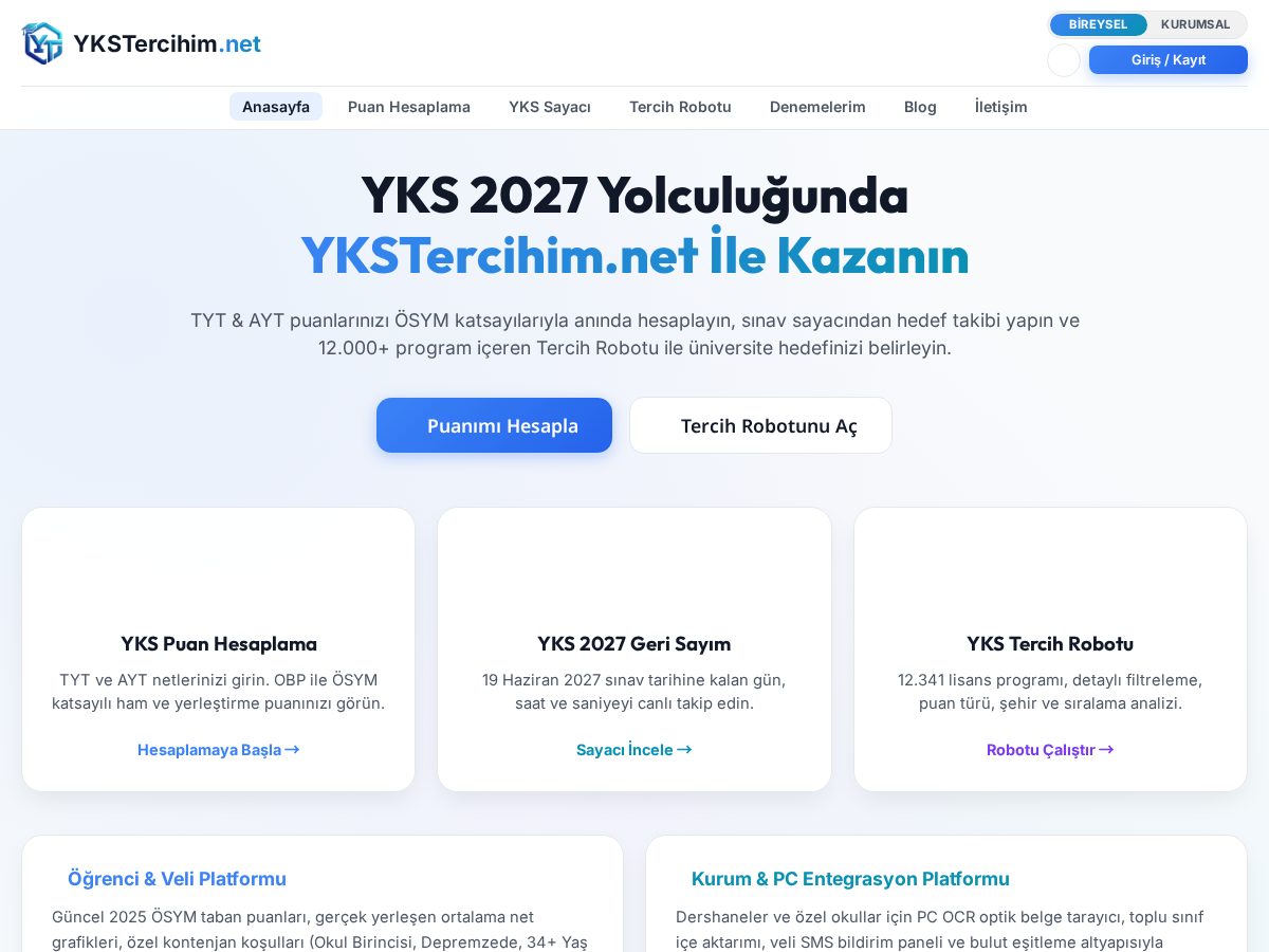 Landing-page snapshot of ykstercihim.net