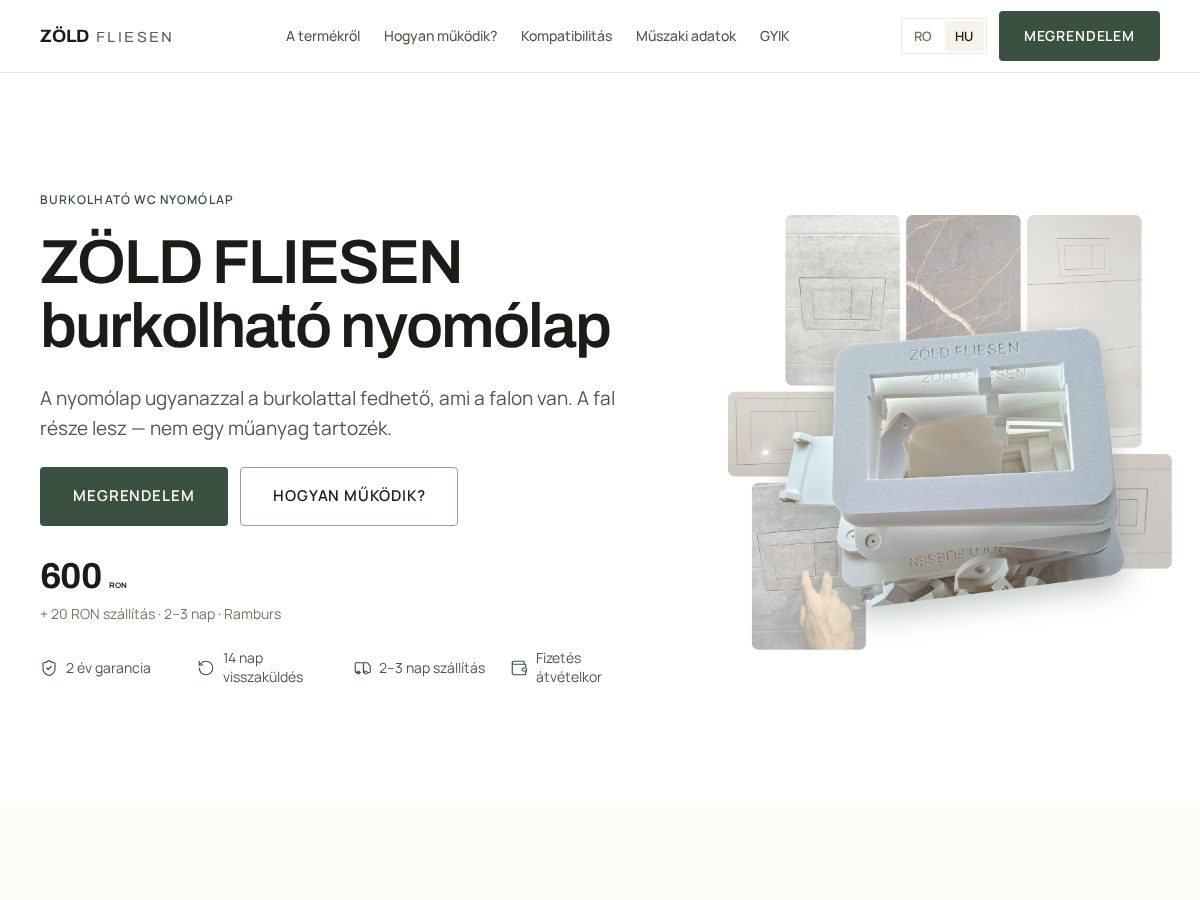 Landing-page snapshot of zoldfliesen.com