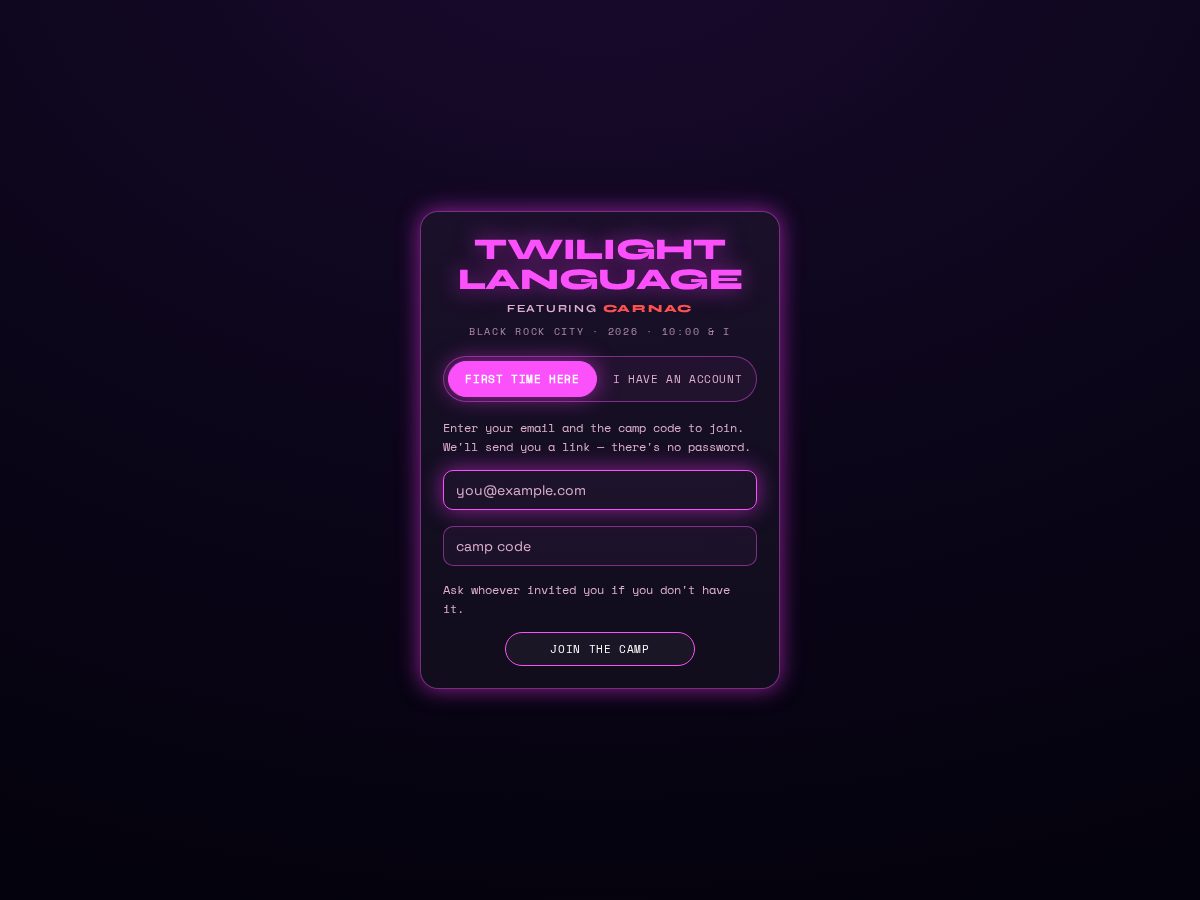 Landing-page snapshot of 2026-twilightlanguage.org