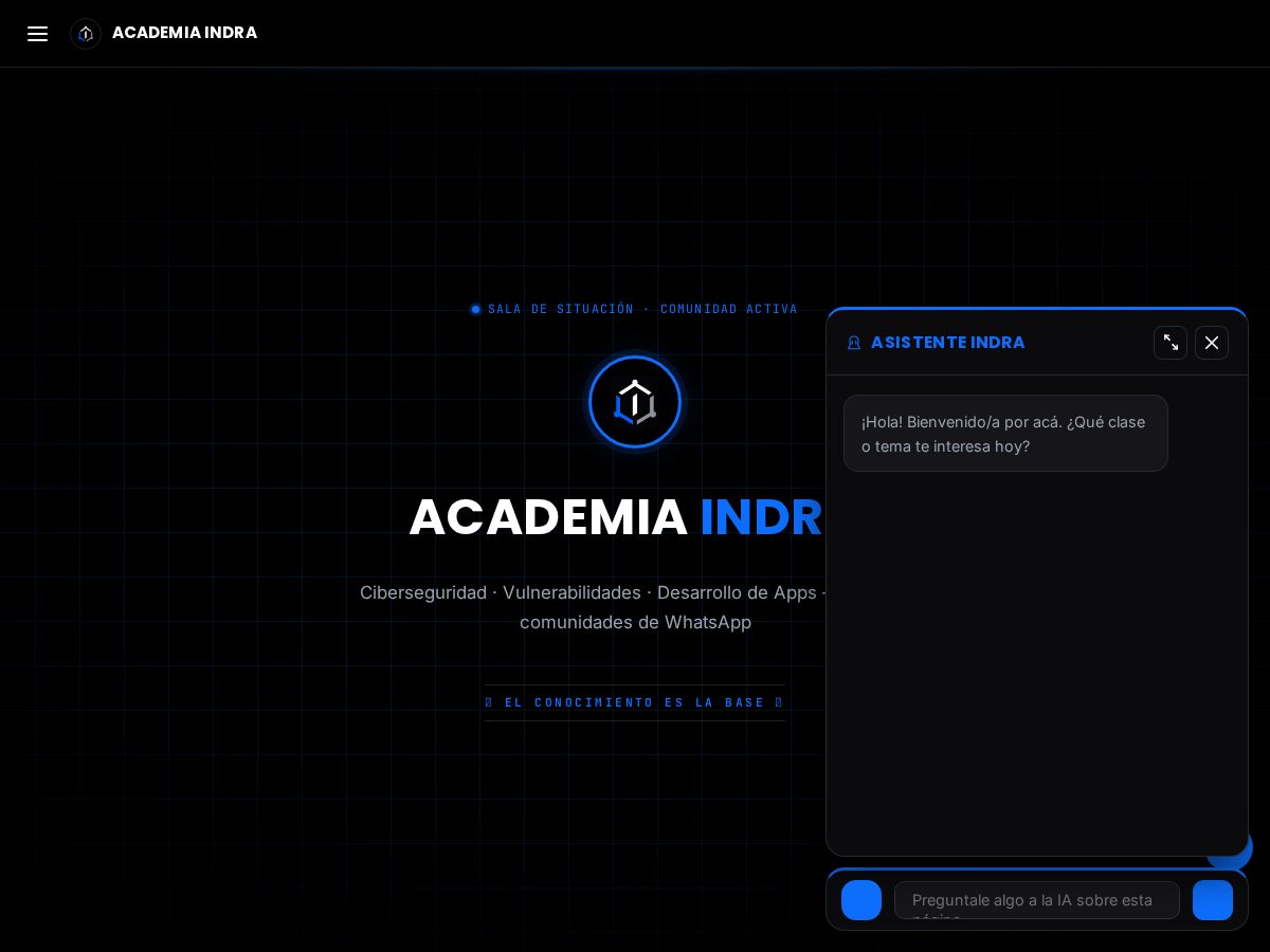 Landing-page snapshot of academiaindra.com