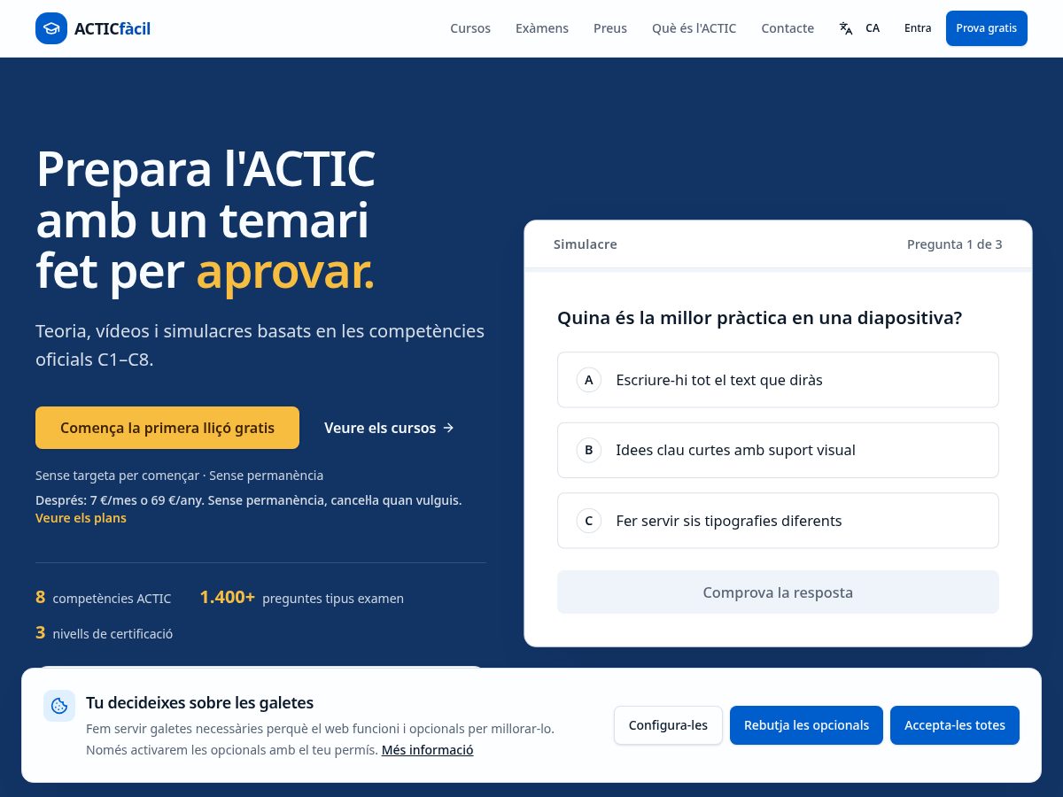 Landing-page snapshot of acticfacil.com