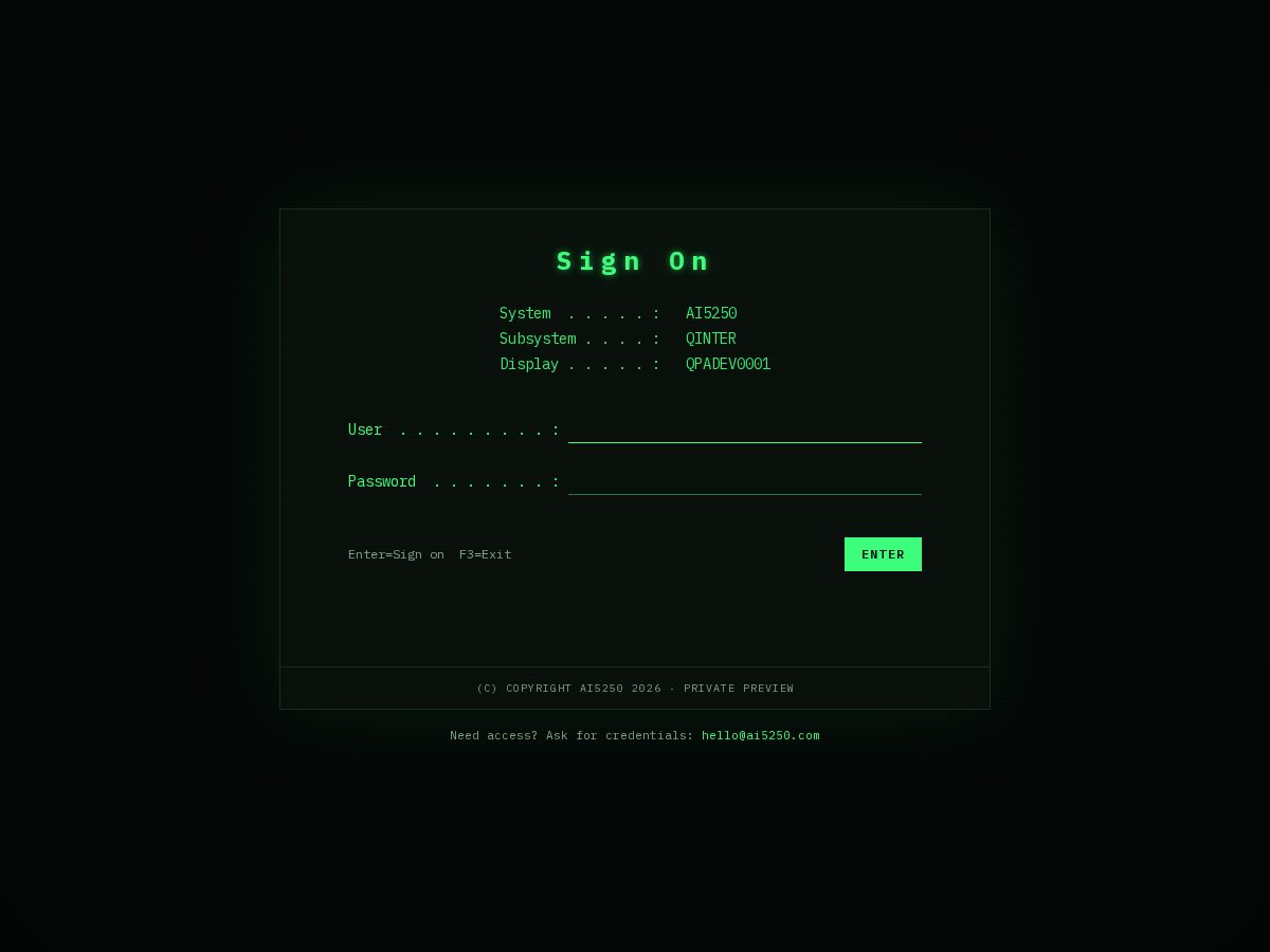 Landing-page snapshot of ai5250.com