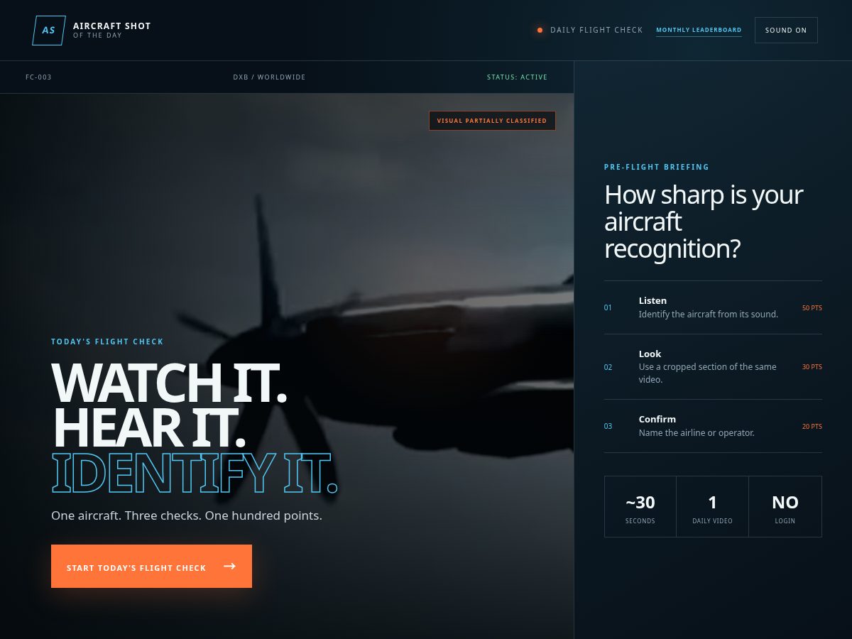 Landing-page snapshot of aircraftshotoftheday.com