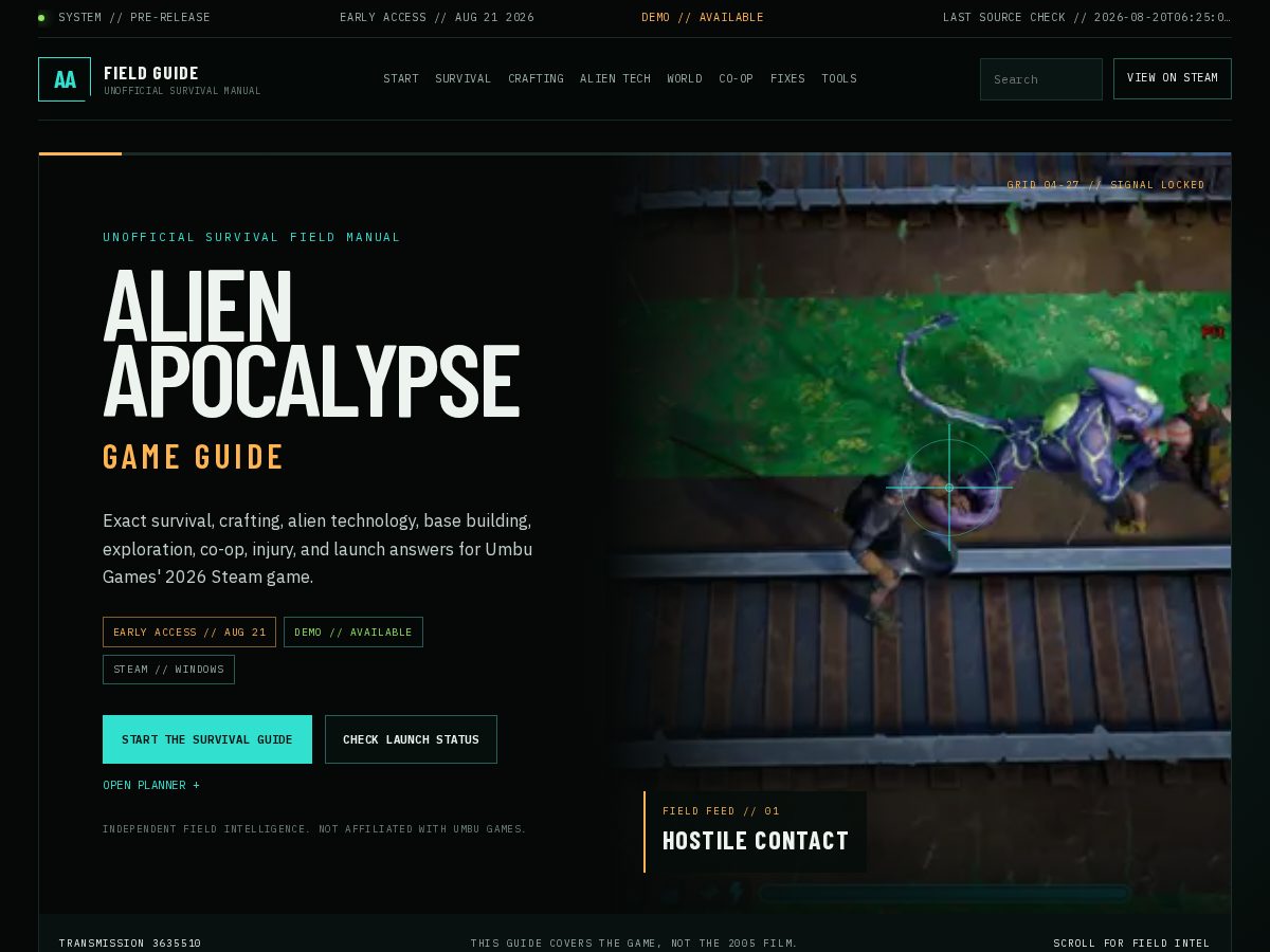 Landing-page snapshot of alienapocalypseguide.shop