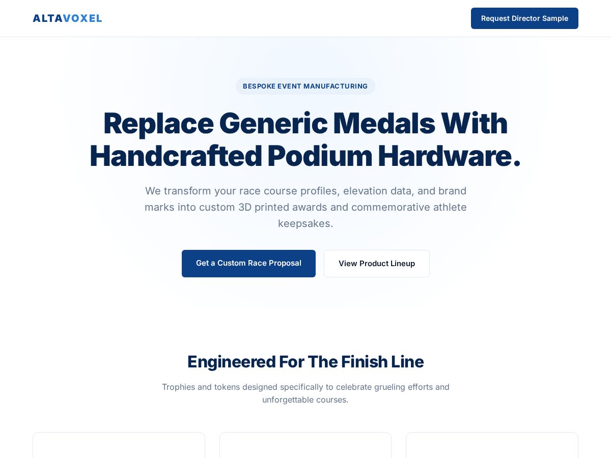 Landing-page snapshot of altavoxel.com