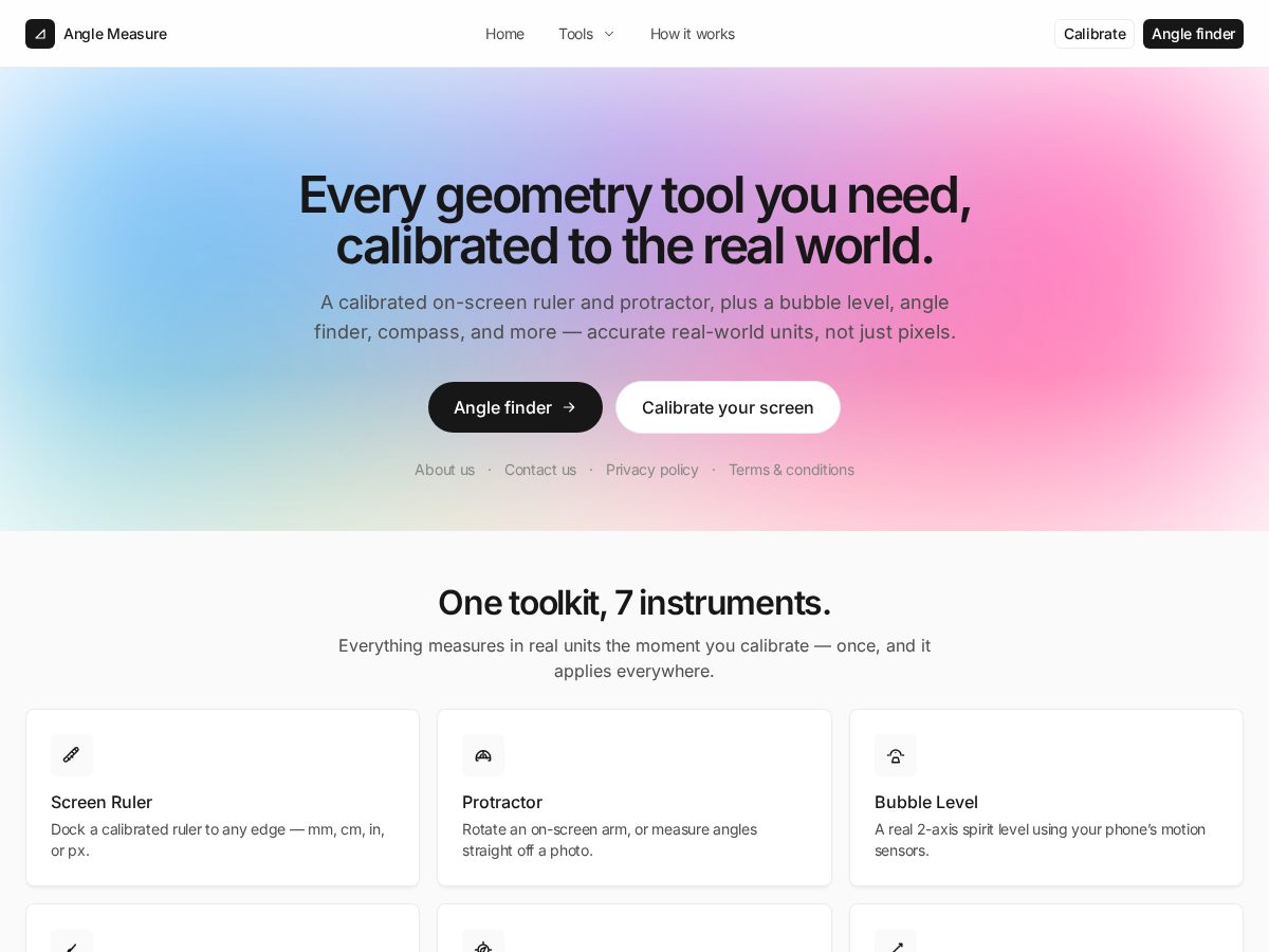 Landing-page snapshot of anglemeasure.com