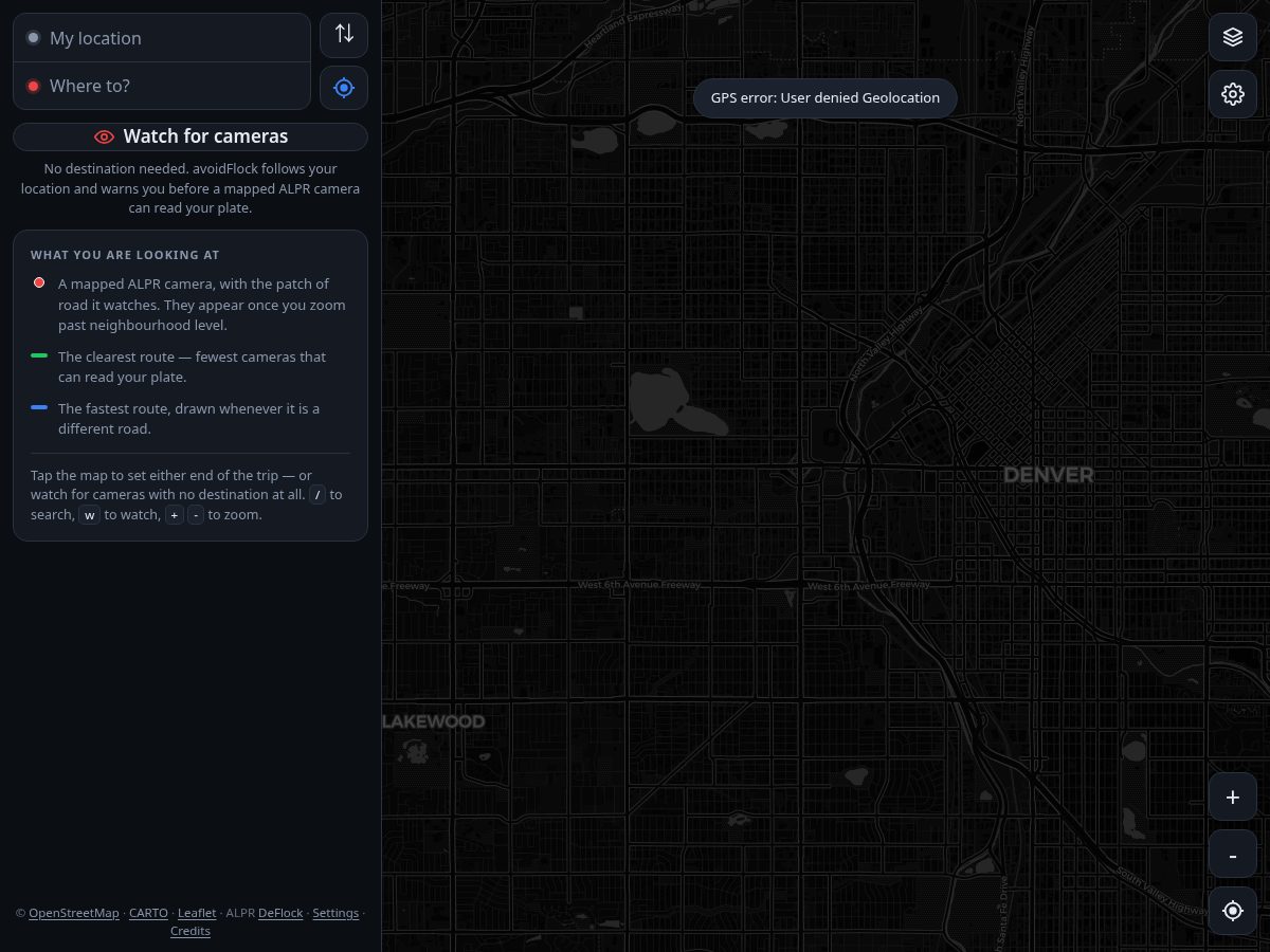 Landing-page snapshot of avoidflockcam.com