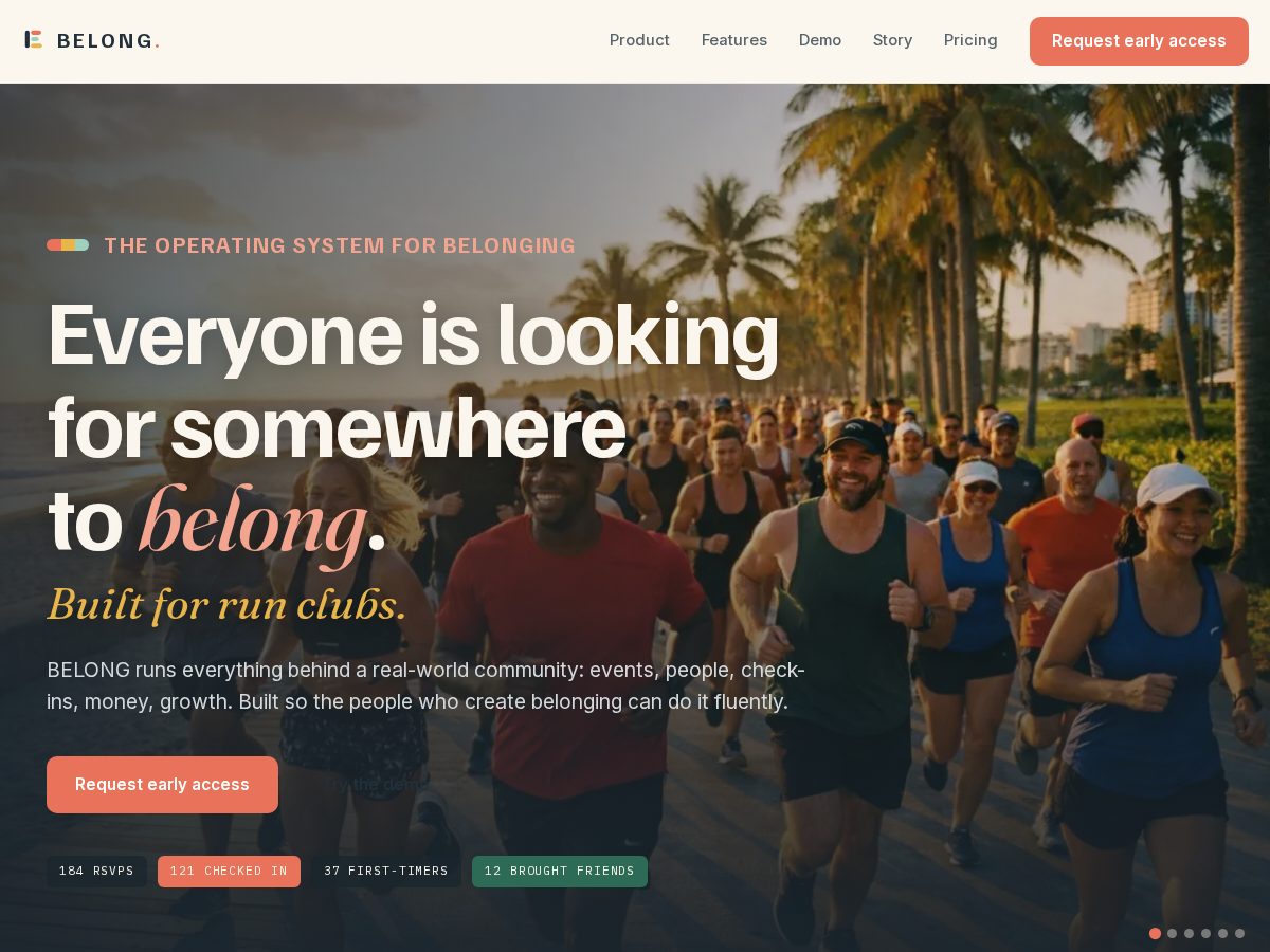 Landing-page snapshot of belong-os.com